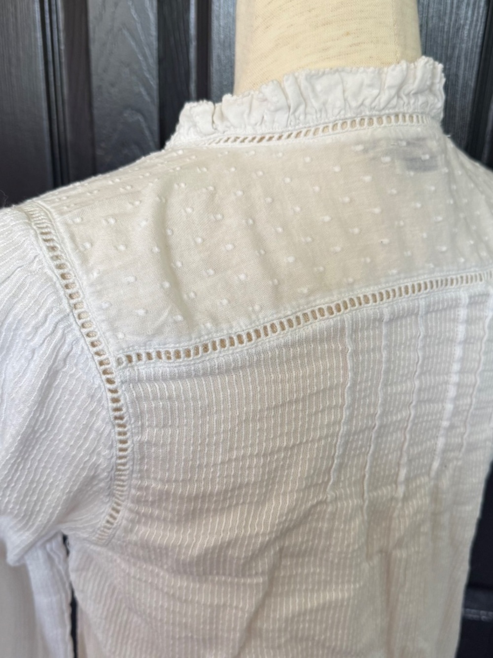 Faherty Willa Top Organic cotton white bohemian peasant blouse - Picture 12 of 14